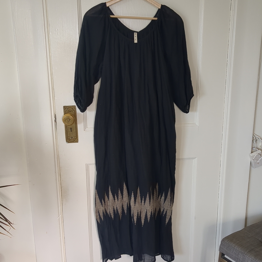 Mirth Seville Midi Maxi Oversized Flowy Dress Black Lined Sz XS Lightweight‎